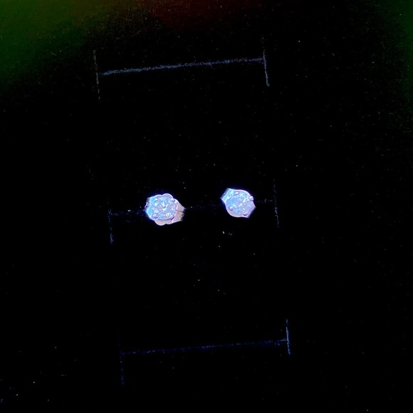 14 K White Gold Genuine 3 mm Natural Diamond Studs - Picture 2 of 5